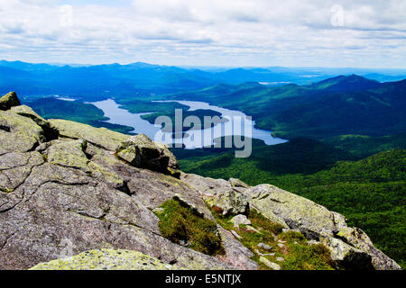 Lake Placid New York USA. Adirondack State Park View from Whiteface Mountain of Lake Placid Stock Photo