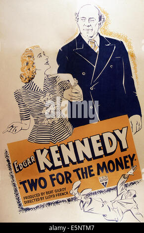 TWO FOR THE MONEY, US poster art, from left: Florence Lake, Edgar Kennedy, 1942 Stock Photo