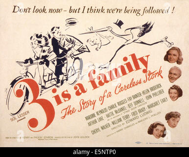 THREE IS A FAMILY, US lobbycard, from top right: Marjorie Reynolds, Charles Ruggles, Fay Bainter, Helen Broderick, Cheryl Stock Photo