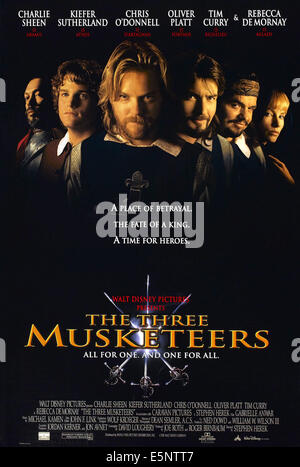 THE THREE MUSKETEERS, US poster art, top, from left: Tim Curry, Chris O'Donnell, Kiefer Sutherland, Charlie Sheen, Oliver Stock Photo