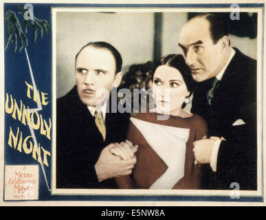 THE UNHOLY NIGHT, US lobbycard, from left: Roland Young, Dorothy Sebastian, Ernest Torrence, 1929 Stock Photo