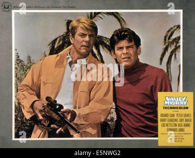 VALLEY OF MYSTERY, US lobbycard, from left: Peter Graves, Joby Baker, 1967 Stock Photo