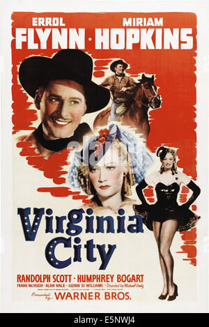 VIRGINIA CITY, Errol Flynn, Miriam Hopkins, 1940. Stock Photo