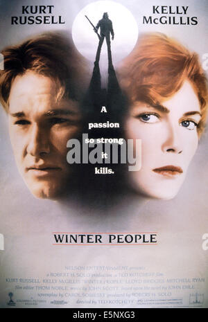 WINTER PEOPLE, US poster, from left: Kurt Russell, Kelly McGillis, 1989, © Columbia/courtesy Everett Collection Stock Photo