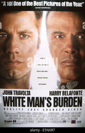 WHITE MAN'S BURDEN, US poster, from left: John Travolta, Harry Belafonte, 1995, © Savoy Pictures/courtesy Everett Collection Stock Photo