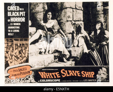 WHITE SLAVE SHIP, (aka L'AMMUTINAMENTO), US lobbycard, Pier Angeli (left), 1961 Stock Photo