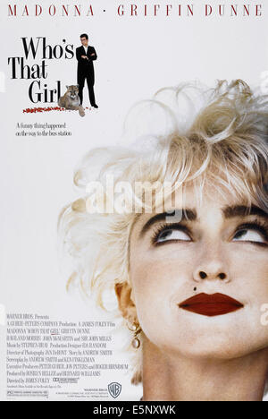 WHO'S THAT GIRL, US poster, from left: Griffin Dunne, Madonna, 1987, © Warner Brothers/courtesy Everett Collection Stock Photo