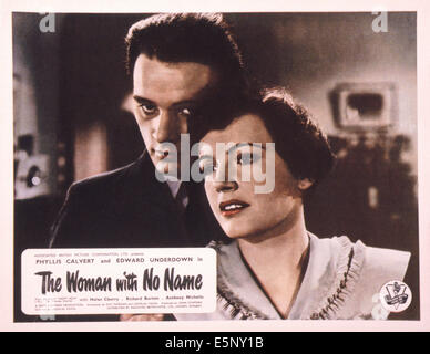 THE WOMAN WITH NO NAME, (aka HER PANELLED DOOR), British lobbycard,  from left: Richard Burton, Phyllis Calvert, 1950 Stock Photo