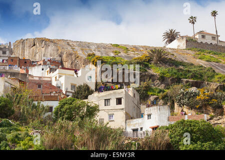 Old white houses in Medina, Tangier town, Morocco Stock Photo