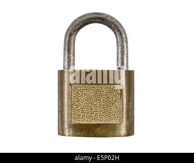Vintage pad lock isolated with clipping path. Stock Photo