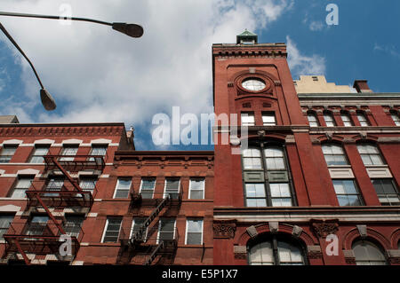 Fire Escape, Tribeca, Manhattan, New York City, New York. A fire escape is a special kind of emergency exit, usually mounted to Stock Photo