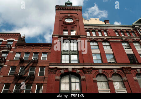 Fire Escape, Tribeca, Manhattan, New York City, New York. A fire escape is a special kind of emergency exit, usually mounted to Stock Photo