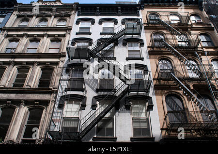 Fire Escape, Tribeca, Manhattan, New York City, New York. A fire escape is a special kind of emergency exit, usually mounted to Stock Photo