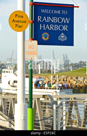 Welcome to Rainbow Harbor. Long Beach, California. Stock Photo