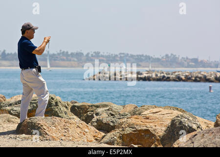 Watching Water. Long Beach, California. Stock Photo