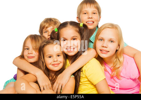 Close-up portrait of six kids Stock Photo