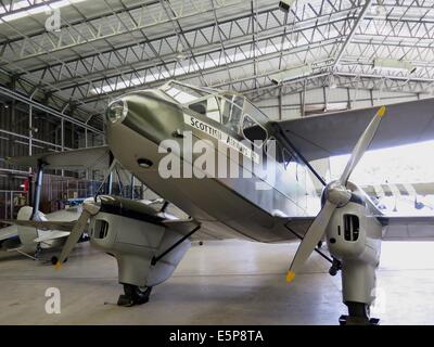 Scottish Airways 1930s de Havilland Dragon Rapide biplane at Imperial War Museum, Duxford Stock Photo