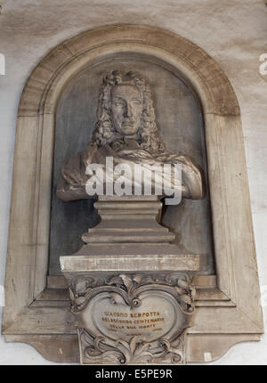 Bust of Giacomo Serpotta, sculptor, Oratorio del Rosario di Santa Cita, Palermo, Sicily, Italy Stock Photo