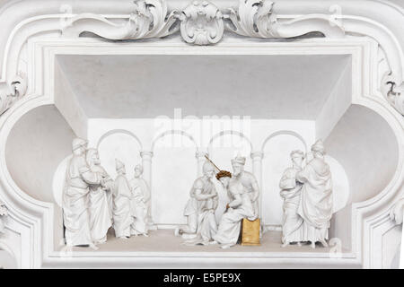 Passion scene with baroque stucco figures by Giacomo Serpotta, Oratorio del Rosario di Santa Cita, Palermo, Sicily, Italy Stock Photo