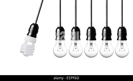 Perpetual motion with light bulbs isolated on white Stock Photo