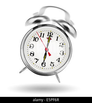 classical alarm clock ringing on white background Stock Photo