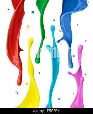 colorful paint splash isolated on white background Stock Photo