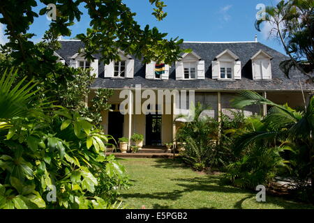 Tropical plants surrounding Eureka House, a preserved colonial style house built in 1830, Moka, Mauritius, The Indian Ocean Stock Photo