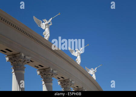 Statues of angels playing bugles, Caesar's Palace Hotel, Las Vegas, Nevada, United States of America, North America Stock Photo