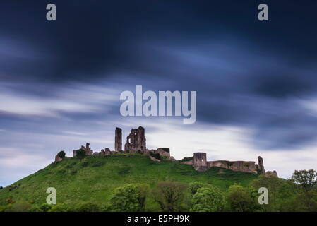 Corfe Castle at night, Corfe, Dorset, England, United Kingdom, Europe Stock Photo