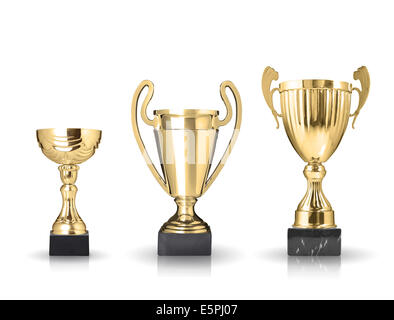 three different kind of trophies. Isolated on white background Stock Photo