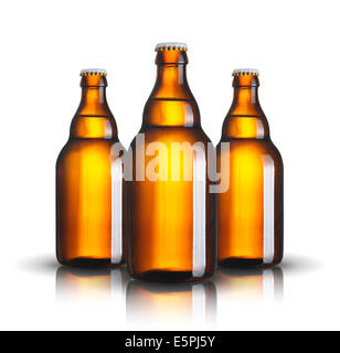 beer bottles isolated on white background Stock Photo