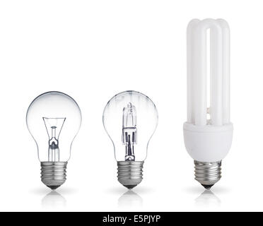 three different bulbs isolated on white background Stock Photo