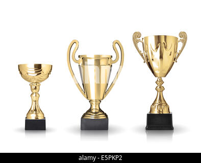 three different kind of trophies. Isolated on white background Stock Photo