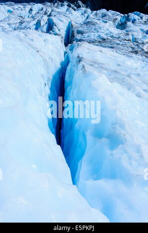 Huge cracks in the ice of Fox Glacier, Westland Tai Poutini National Park, South Island, New Zealand, Pacific Stock Photo