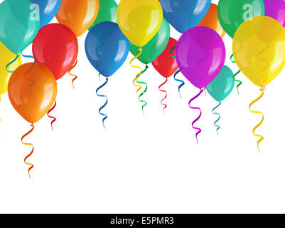 flying balloons isolated on white background Stock Photo