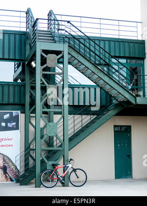 Fire escape staircase. (Concept: building safety) Stock Photo