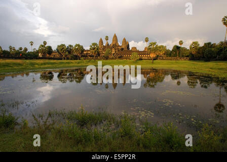 Aerial views of Angkor Wat. Angkor Archaeological Park, located in northern Cambodia, is one of the most important archaeologica Stock Photo