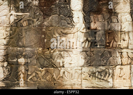 Relief of an elephant Terrace of Elephants Angkor Siem Reap Cambodia. Terrace of the Elephants, wall-reliefs, Angkor Thom, Siem Stock Photo