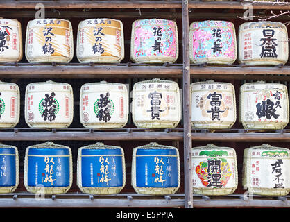 Casks of sake, rice wine, barrel, casks, Tokyo, Japan Stock Photo - Alamy