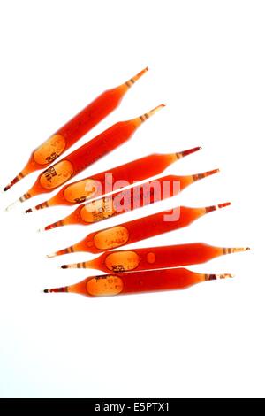 Glass ampoules of selenium.. Stock Photo