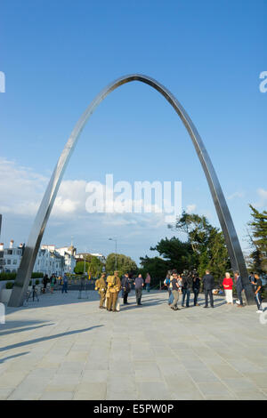 Folkestone, Kent, 4th August 2014. The First World War Step Short Memorial Arch in Folkestone, Kent, UK.  The Step Short Memorial arch was opened by Prince Harry on 4th August 2014, which is the 100 year anniversary of the outbreak of the Great War. Stock Photo