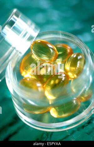 Fish oil capsules. Stock Photo