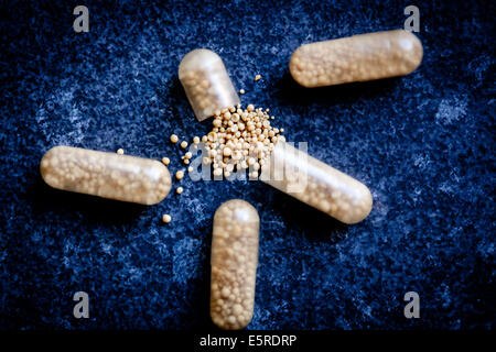 Brewer's yeast capsules. Stock Photo