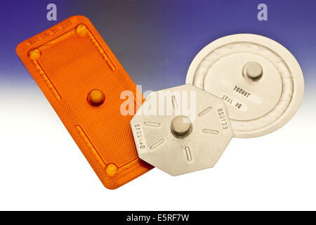 Morning-after pill (Norlevo®, EllaOne®, generic from Biogaran pharmaceutical). Stock Photo