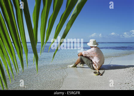 Fly fishing for bonefish in Belize, Central America Stock Photo