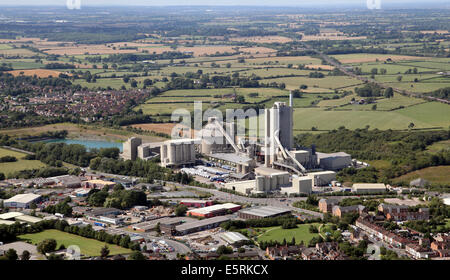 aerial view of the Hanson cement works factory at Clitheroe Stock Photo