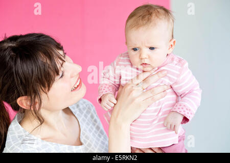 2-month-old baby girl and mother. Stock Photo