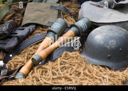 WW2 German army soldiers equipment including hand grenade, rifle ...