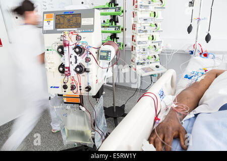 Dialysis equipment, Intensive care department, Lagny Marne-la-Vallée hospital, France, Stock Photo