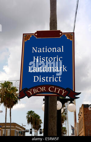 National Historic Landmark District signpost in Ybor City Tampa Florida Stock Photo